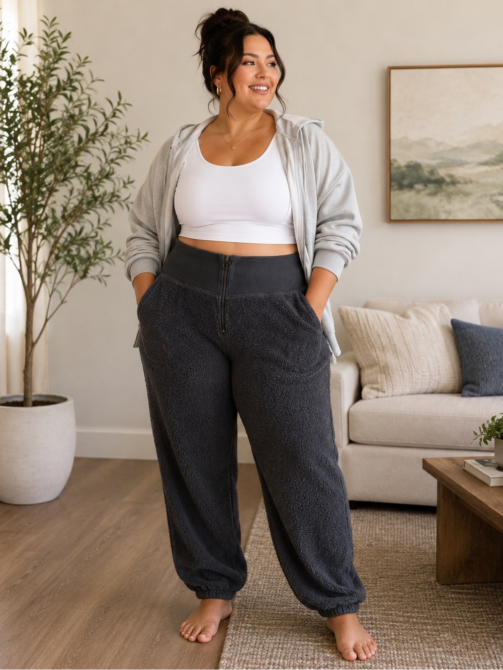 aerie Charcoal Sherpa Joggers